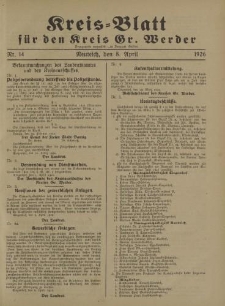 Kreis - Blatt für den Kreis Gr. Werder, 1926, Nr.14