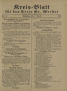 Kreis - Blatt für den Kreis Gr. Werder, 1926, Nr.14