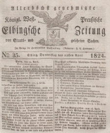 Elbingsche Zeitung, No. 35 Donnerstag, 29 April 1824