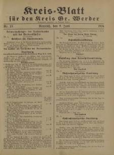 Kreis - Blatt für den Kreis Gr. Werder, 1926, Nr.23