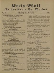 Kreis - Blatt für den Kreis Gr. Werder, 1926, Nr.24