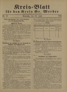 Kreis - Blatt für den Kreis Gr. Werder, 1926, Nr.25
