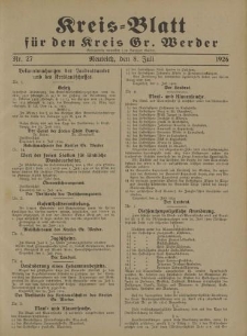 Kreis - Blatt für den Kreis Gr. Werder, 1926, Nr.27