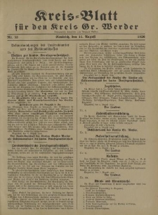 Kreis - Blatt für den Kreis Gr. Werder, 1926, Nr.33