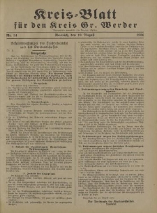 Kreis - Blatt für den Kreis Gr. Werder, 1926, Nr.34
