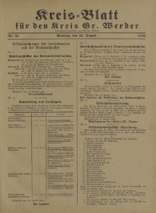 Kreis - Blatt für den Kreis Gr. Werder, 1926, Nr.35