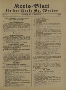 Kreis - Blatt für den Kreis Gr. Werder, 1926, Nr.37