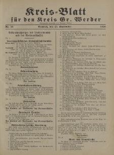 Kreis - Blatt für den Kreis Gr. Werder, 1926, Nr.39