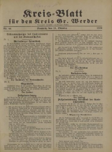 Kreis - Blatt für den Kreis Gr. Werder, 1926, Nr.44