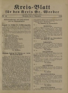 Kreis - Blatt für den Kreis Gr. Werder, 1926, Nr.46