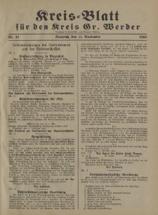 Kreis - Blatt für den Kreis Gr. Werder, 1926, Nr.47