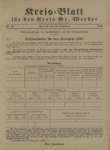Kreis - Blatt für den Kreis Gr. Werder, 1926, Nr.54