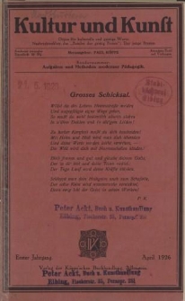 Kultur und Kunst, Erster Jahrgang, April 1926