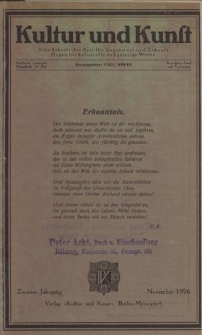 Kultur und Kunst, Zweiter Jahrgang, November 1926