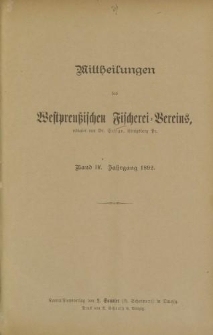 Mittheilungen des Westpreußischen Fischerei-Vereins. Band IV. Jahrgang 1892