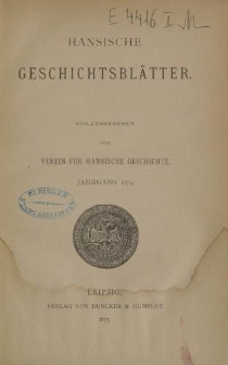 Hansische Geschichtsblätter, Jahrgang 1874