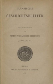 Hansische Geschichtsblätter, Jahrgang 1876