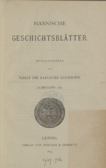 Hansische Geschichtsblätter, Jahrgang 1877