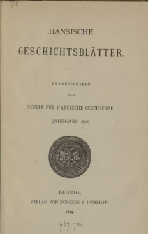 Hansische Geschichtsblätter, Jahrgang 1878