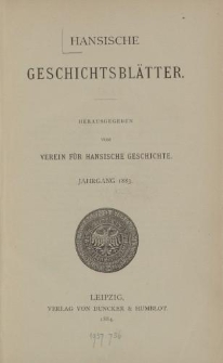 Hansische Geschichtsblätter, Jahrgang 1883