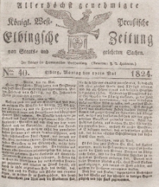 Elbingsche Zeitung, No. 40 Montag, 17 Mai 1824