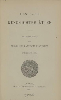 Hansische Geschichtsblätter, Jahrgang 1885