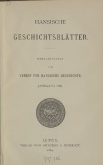 Hansische Geschichtsblätter, Jahrgang 1887