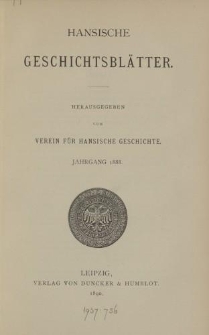 Hansische Geschichtsblätter, Jahrgang 1888