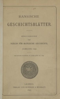 Hansische Geschichtsblätter, Jahrgang 1896