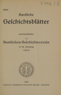 Hansische Geschichtsblätter, 67./68.Jahrgang 1942/1943