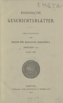 Hansische Geschichtsblätter, Jahrgang 1907