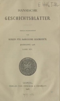 Hansische Geschichtsblätter, Jahrgang 1908