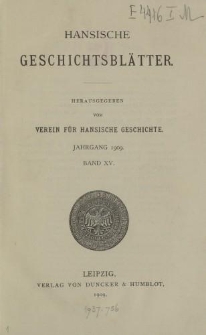 Hansische Geschichtsblätter, Jahrgang 1909