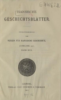 Hansische Geschichtsblätter, Jahrgang 1911