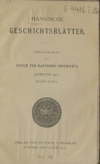 Hansische Geschichtsblätter, Jahrgang 1912