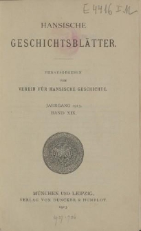 Hansische Geschichtsblätter, Jahrgang 1913