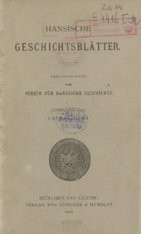 Hansische Geschichtsblätter, Jahrgang 1915, Erstes Heft