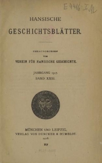 Hansische Geschichtsblätter, Jahrgang 1917