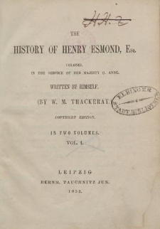 The History of Henry Esmond, Esq […]