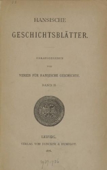 Hansische Geschichtsblätter, Jahrgang 1876-1878