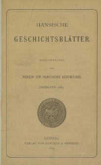 Hansische Geschichtsblätter, Jahrgang 1883-1885