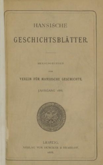 Hansische Geschichtsblätter, Jahrgang 1886-1888