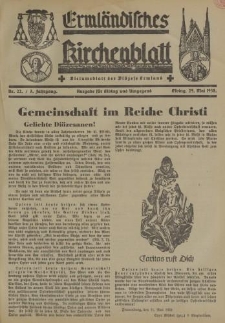 Ermländisches Kirchenblatt. Ausgabe für Elbing und Umgegend, 7. Jahrgang, Nr.22