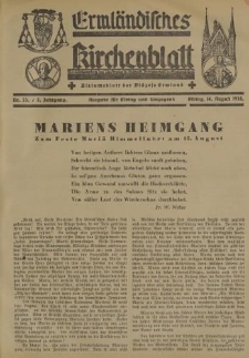 Ermländisches Kirchenblatt. Ausgabe für Elbing und Umgegend, 7. Jahrgang, Nr.33