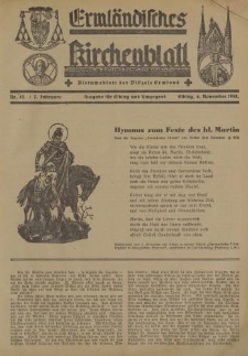 Ermländisches Kirchenblatt. Ausgabe für Elbing und Umgegend, 7. Jahrgang, Nr.45