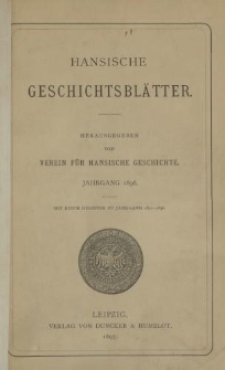 Hansische Geschichtsblätter, Jahrgang 1896-1898