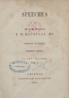 Speeches […] Vol. I