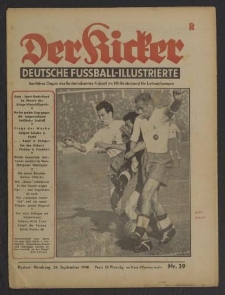 Der Kicker. Deutsche Fussball-Illustrierte. Amtliches Organ des Richamtes Fußball im NS-Reichbund für Leibeübungen Nr.39