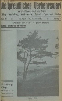 Westpreußischer Verkehrswart, Jahrg. 4, Heft 8