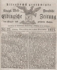 Elbingsche Zeitung, No. 77 Donnerstag, 23 September 1824